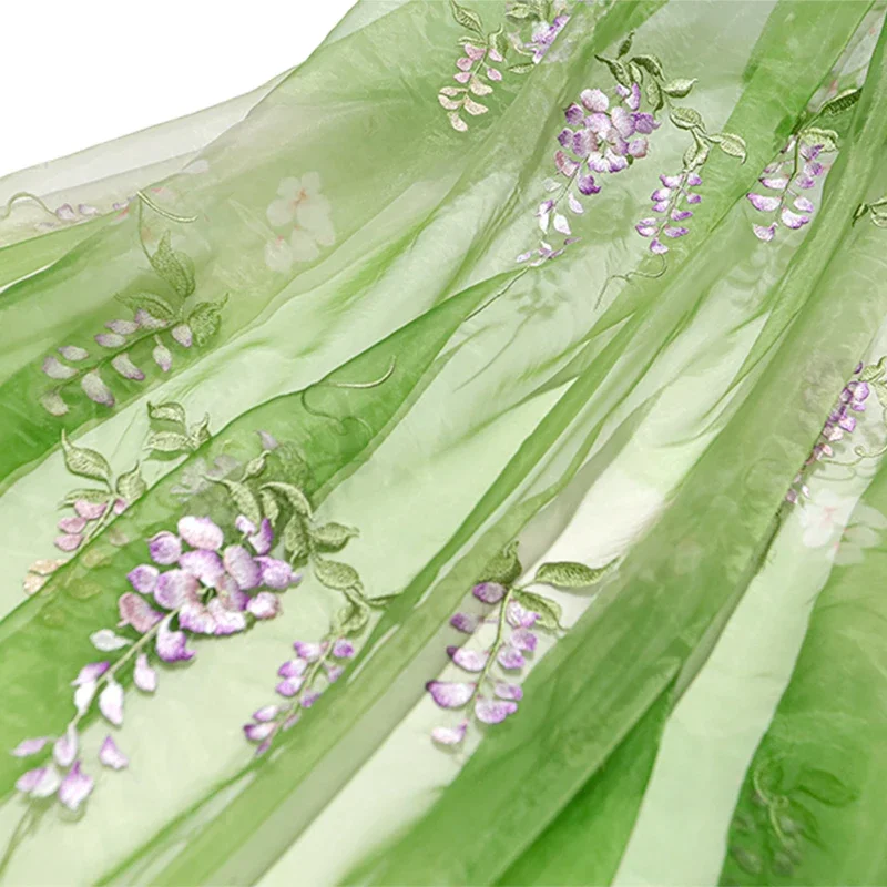 Baby Clothing Designer - Tecido bordado de glicínias diy hanfu